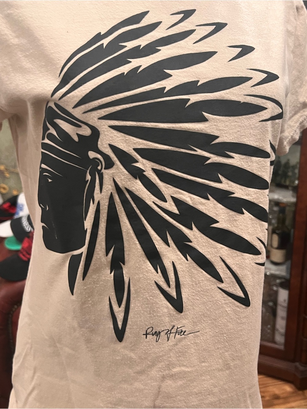 Ring of Fire Cream Short-Sleeve Tee with Black Headdress Graphic